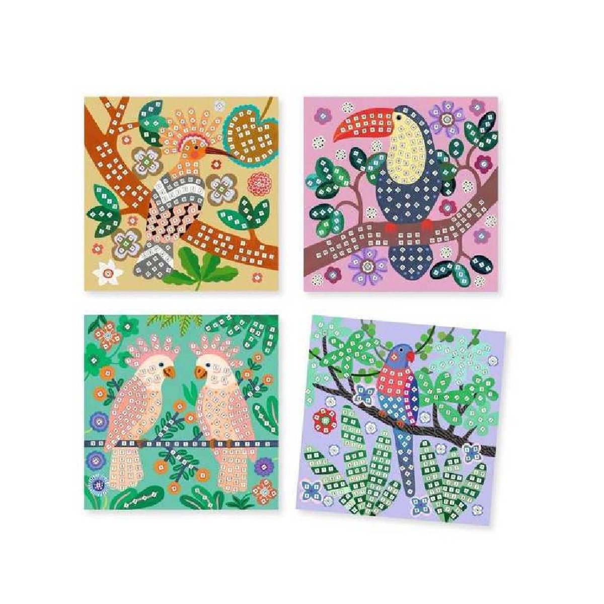 Mosaïques Canopée 4 tableaux couleur unique, DJECO