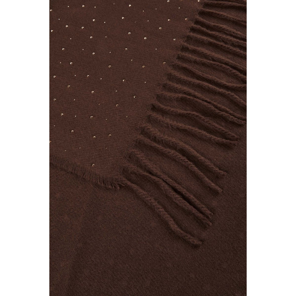 Écharpe strass franges marron foncé, MORGAN
