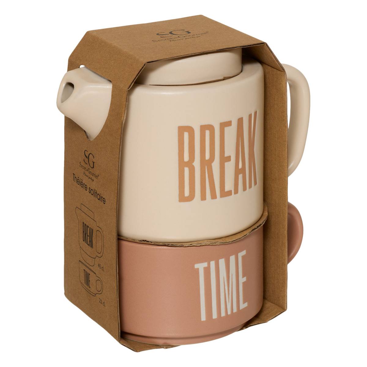 Théière solitaire en grès BREAK TIME beige, ATMOSPHERA