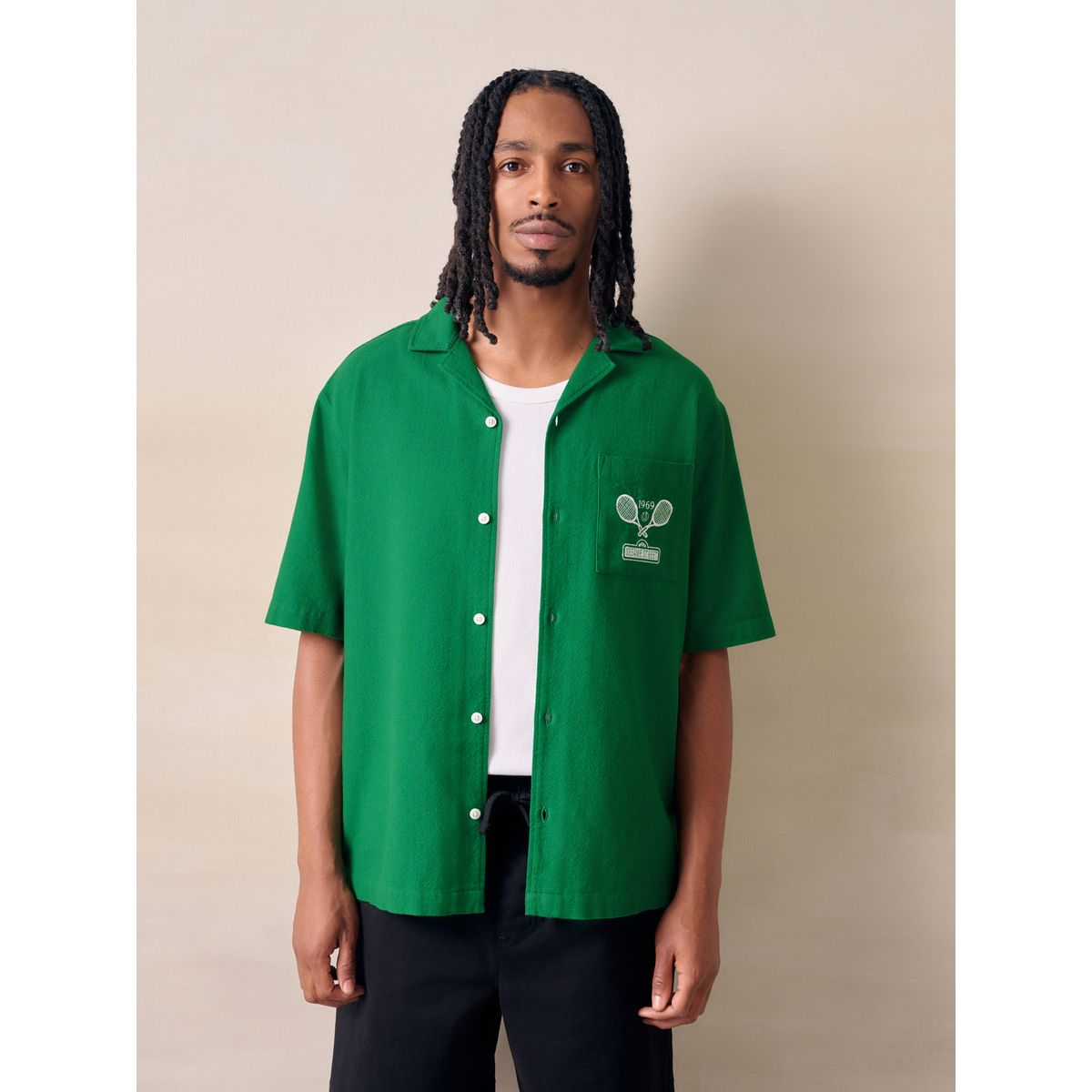 Chemise manches courtes à imprimé sésame vert, NEXT