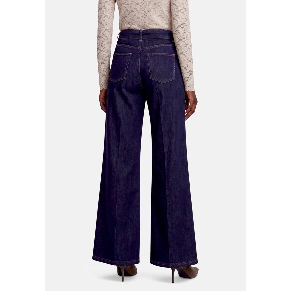 Jean taille haute à ceinture rinse wash denim, ZERO
