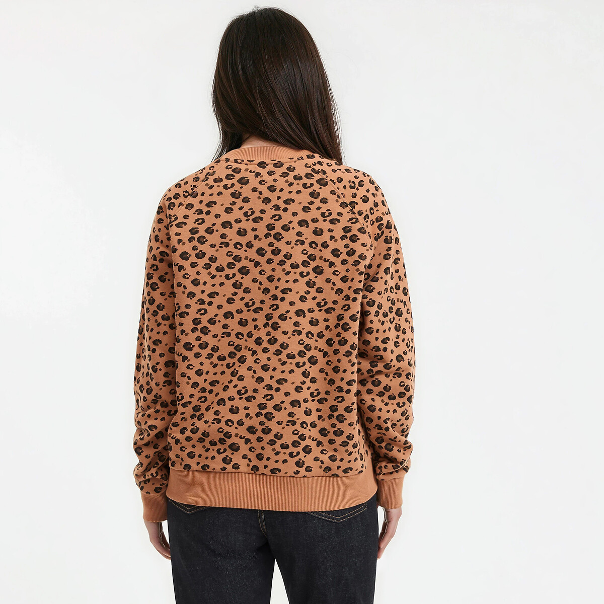 Leopard Print Sweatshirt in Loose Fit with Crew Neck leopard print, LA REDOUTE COLLECTIONS