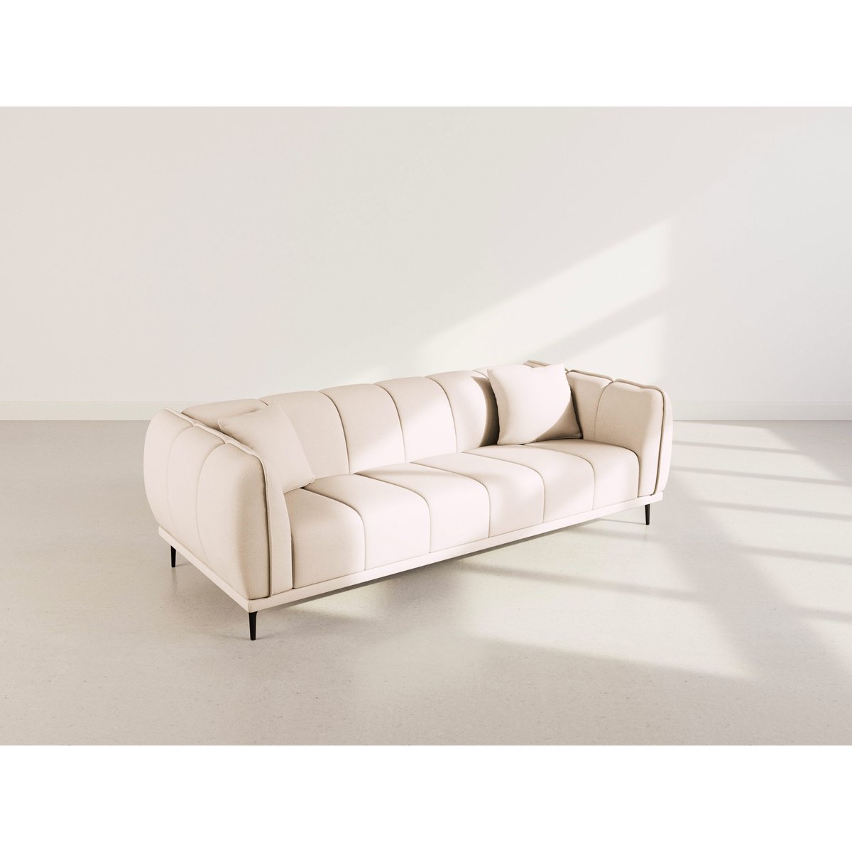 Canapé droit en velours texturé, ARSENE beige, LISA DESIGN