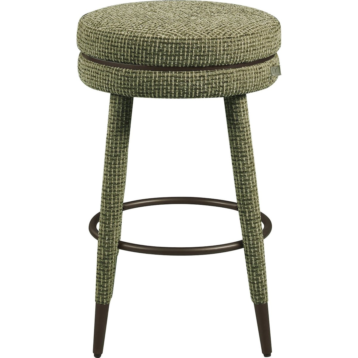 Tabouret de comptoir pivotant en tissu vert blockweave, RECOLLECTION