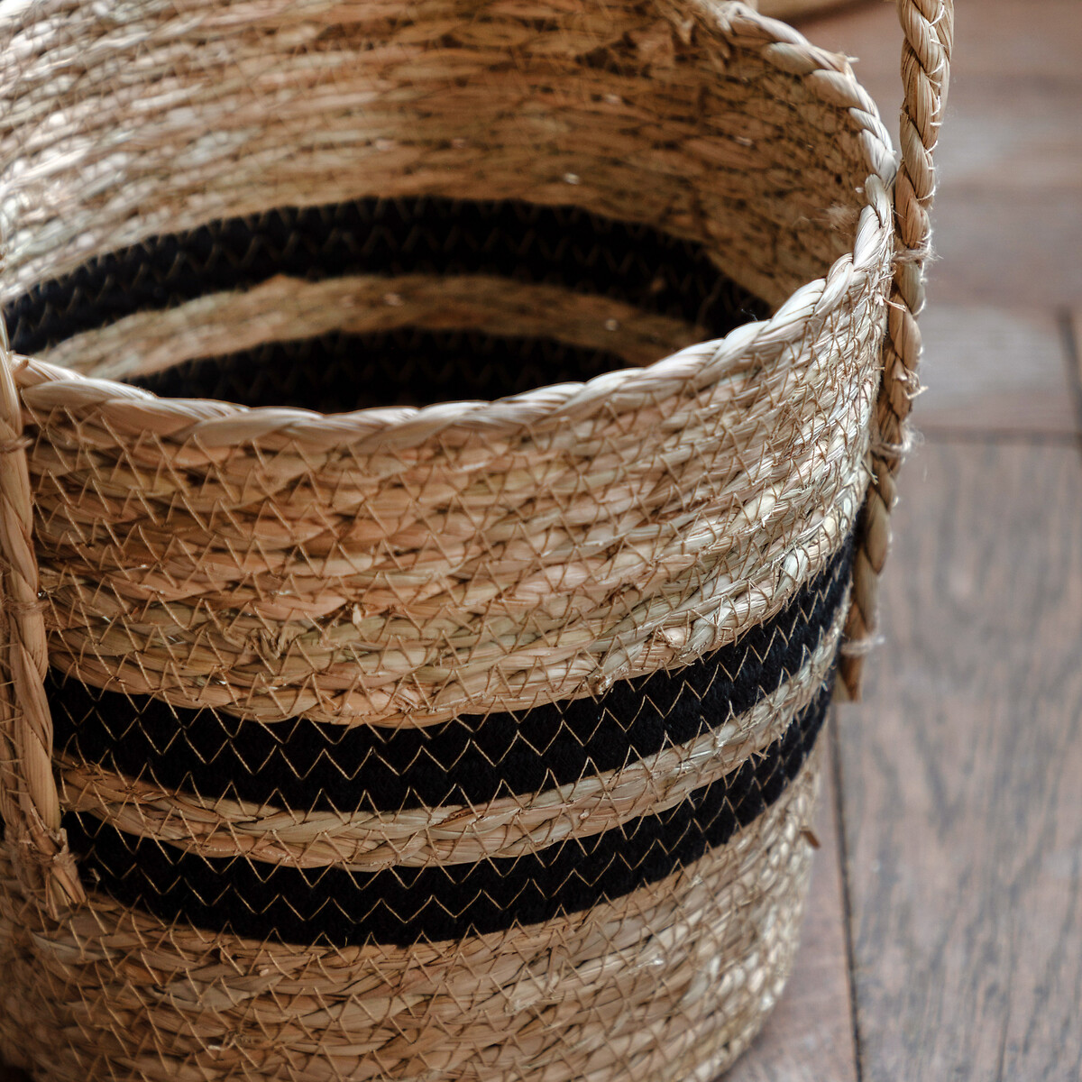 Set of 4 Black Stripe Storage Basket Nests natural, SO'HOME