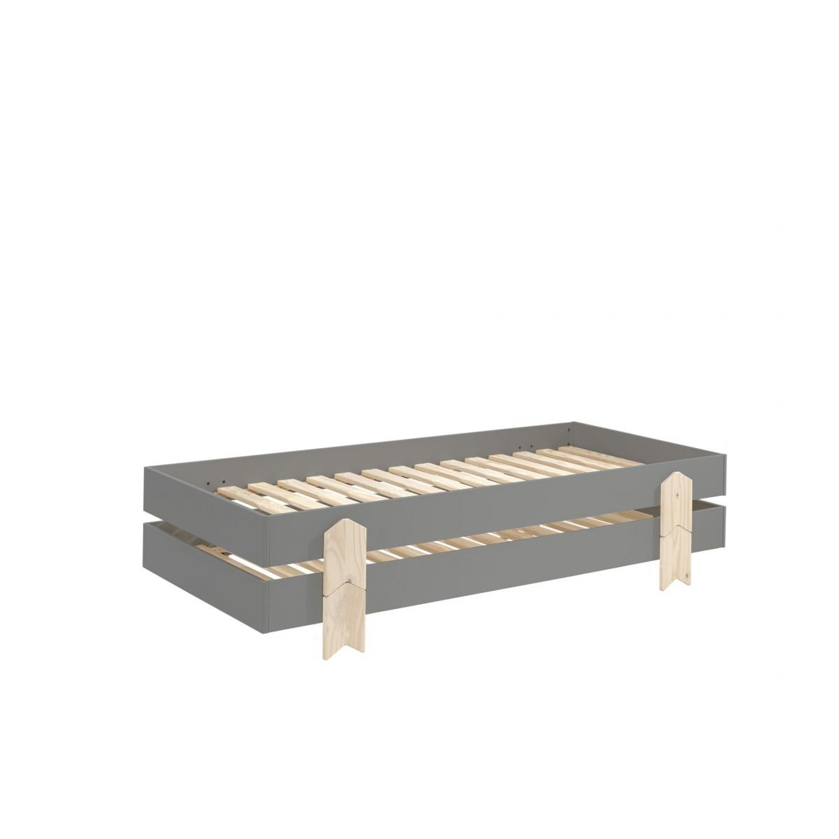 3 Lits Modulo Arrow Gris Empilables couleur unique, VIPACK