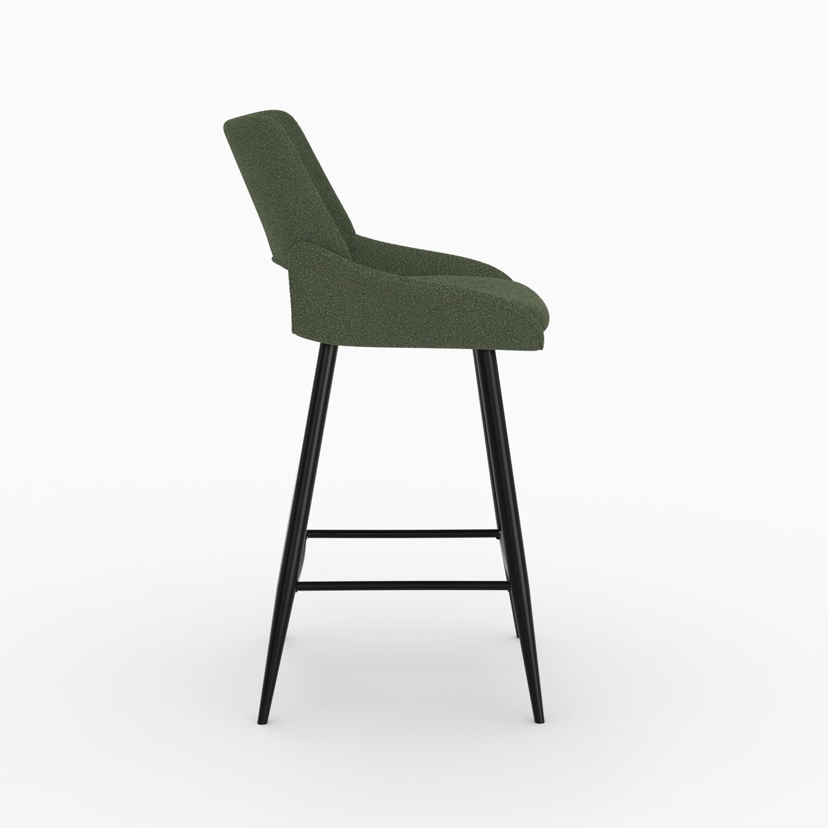 Lot de 2 chaises pour îlot central en tissu bouclé 66 cm - ALFY vert kaki, MAISON PAVANE