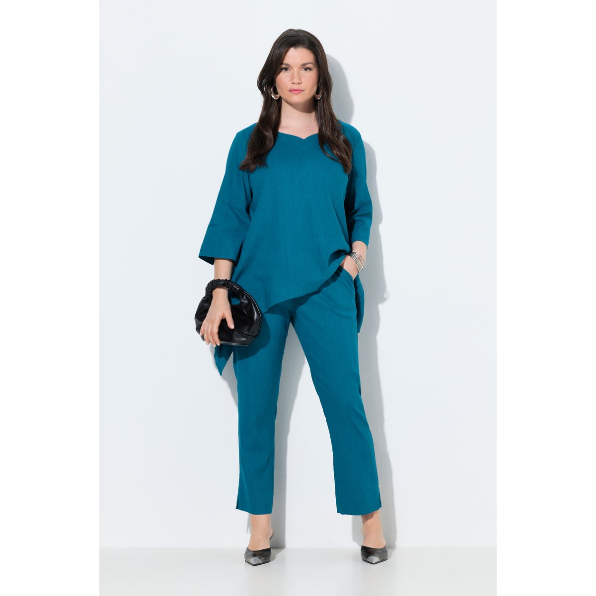 Pantalon Ruby en lin mélangé pétrol, ULLA POPKEN