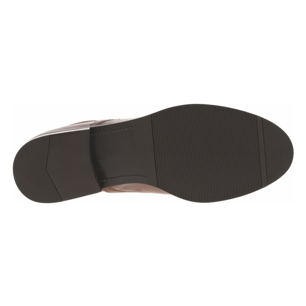 Boots en cuir cognac à talon décroché bas avec un zip sur le devant cognac, PORRONET