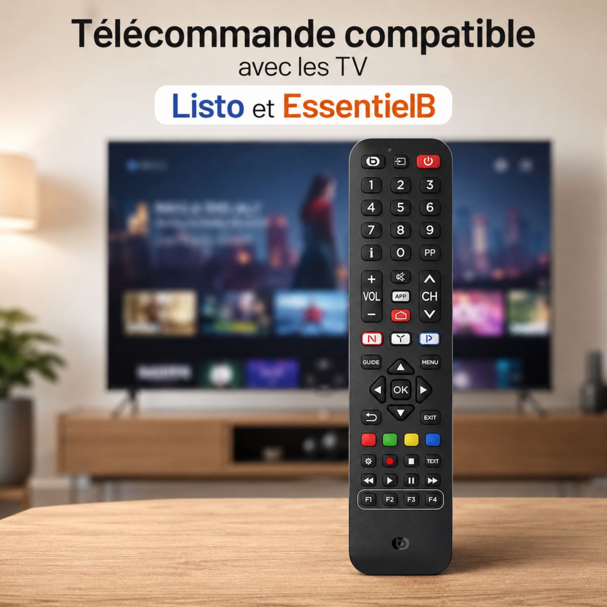 Télécommande pour TV EssB Listo couleur unique, ESSENTIEL B