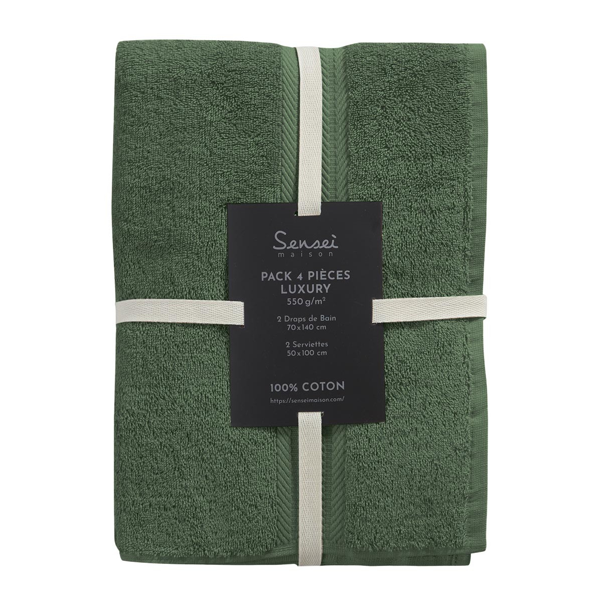 Ensemble de bain 4 pièces (2 draps de bain + 2 serviettes de toilette) LUXURY eucalyptus, SENSEI MAISON