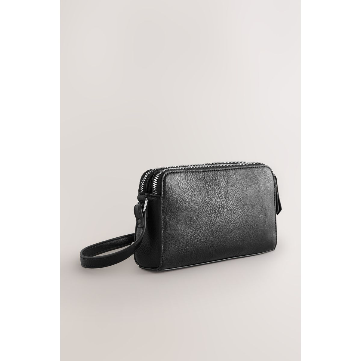 Sac à bandoulière double zip noir, NEXT