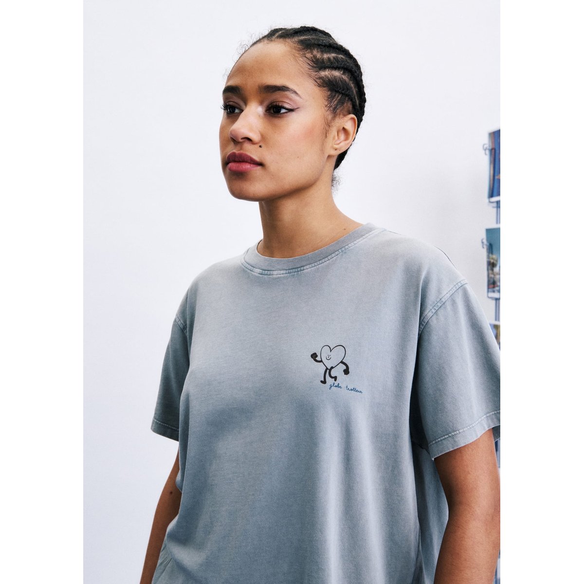 T-shirt Globetrotter en coton GLOBETROTTER gris, FRNCH