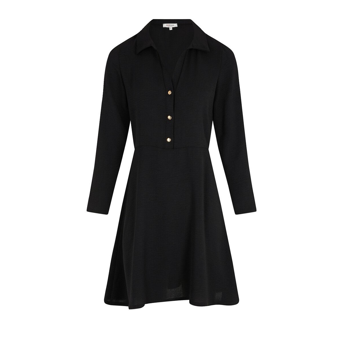 Robe courte droite fluide noir, MORGAN