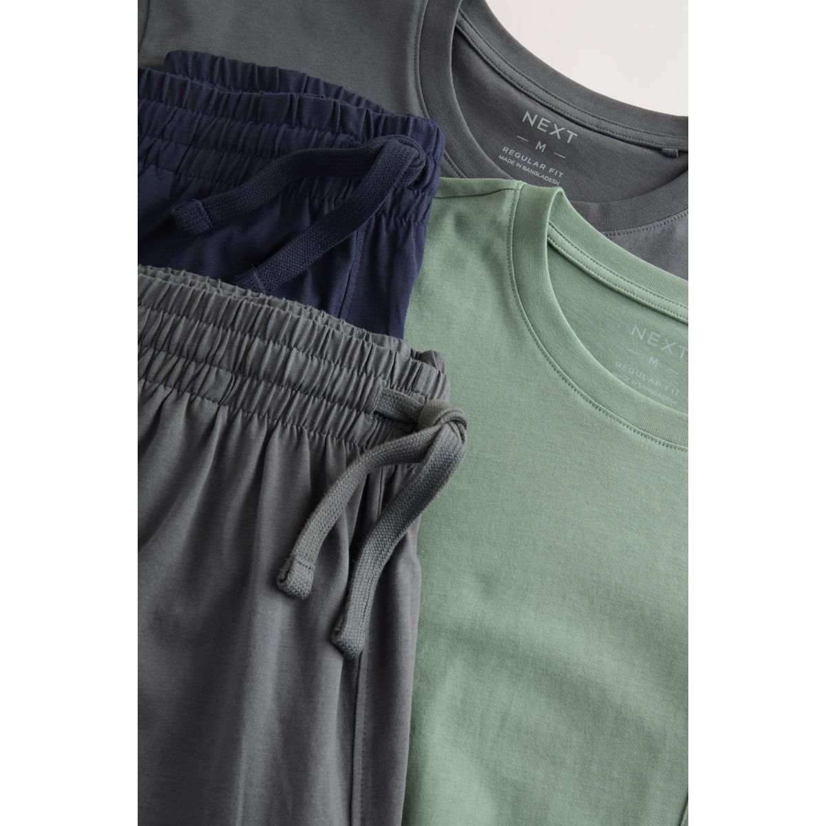 Ensemble pyjama short en jersey, lot de 2 vert sauge/gris ardoise, NEXT
