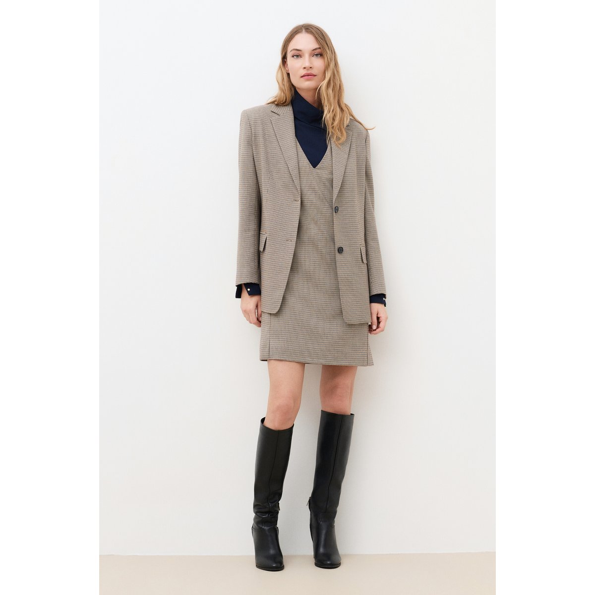 Veste droite col tailleur VOLTIGE taupe, CAROLL