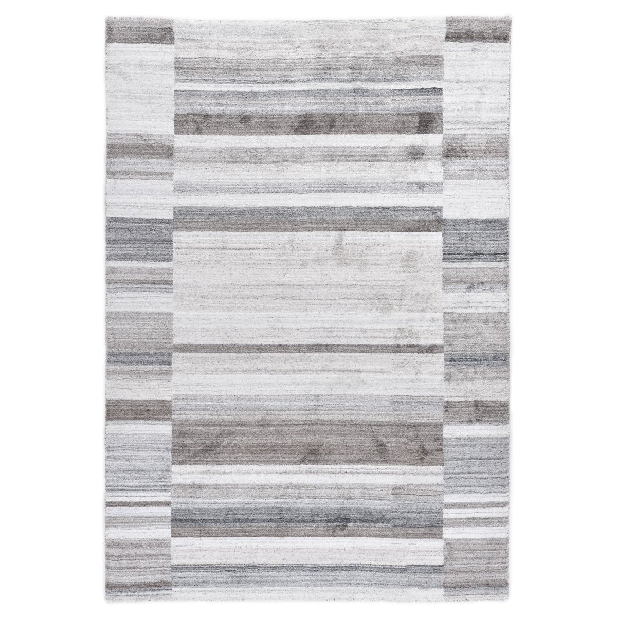 Tapis salon Montana Luxury fait main, viscose gris, THEKO