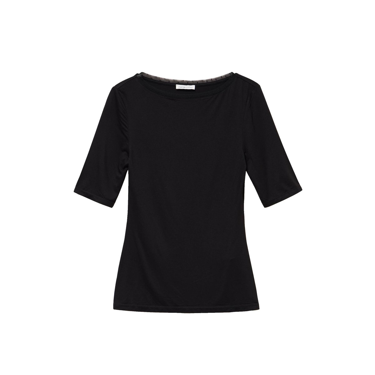 T-shirt ajusté manches courtes noir, CACHE CACHE