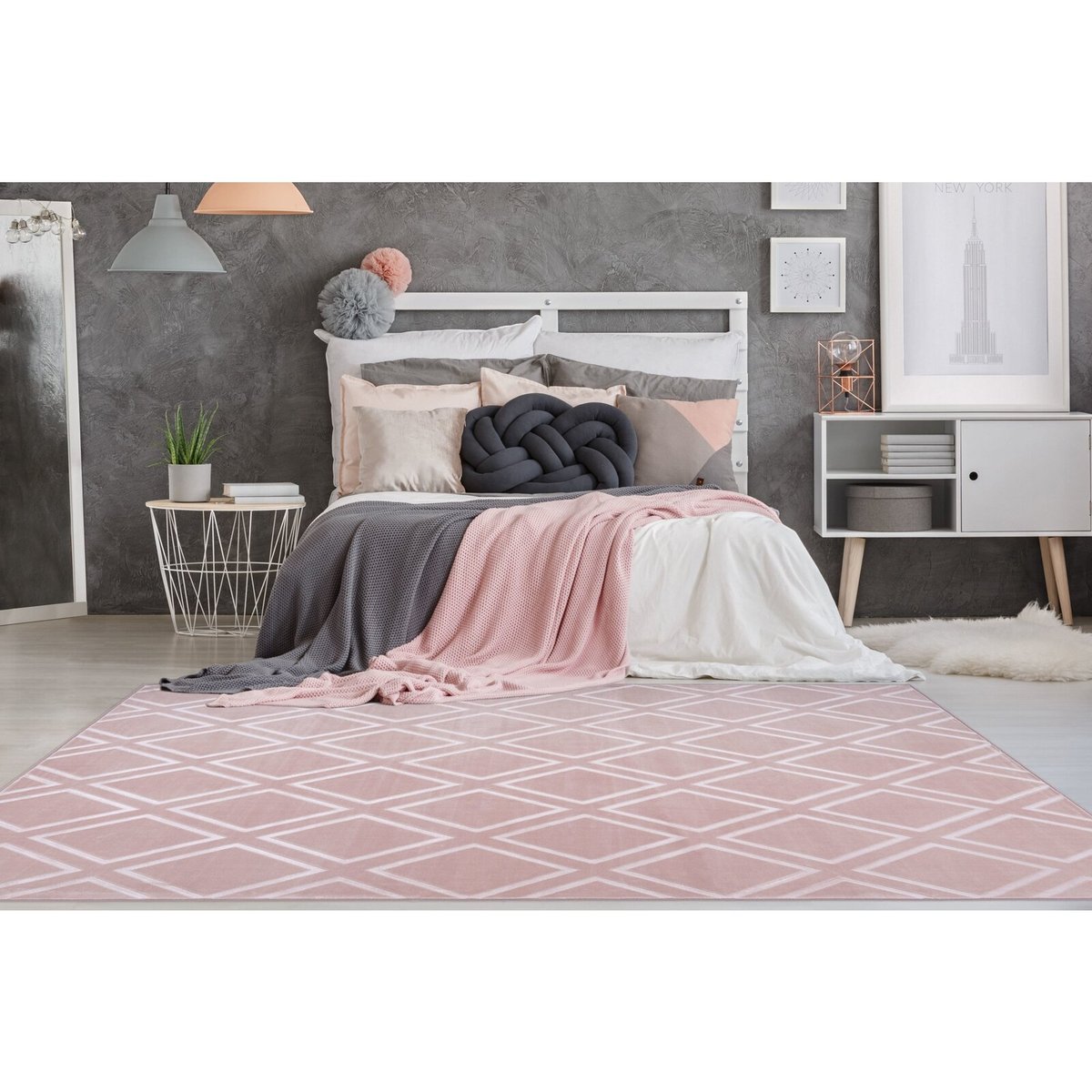 Tapis rectangulaire tufté main, MONROE rose, ARTE ESPINA