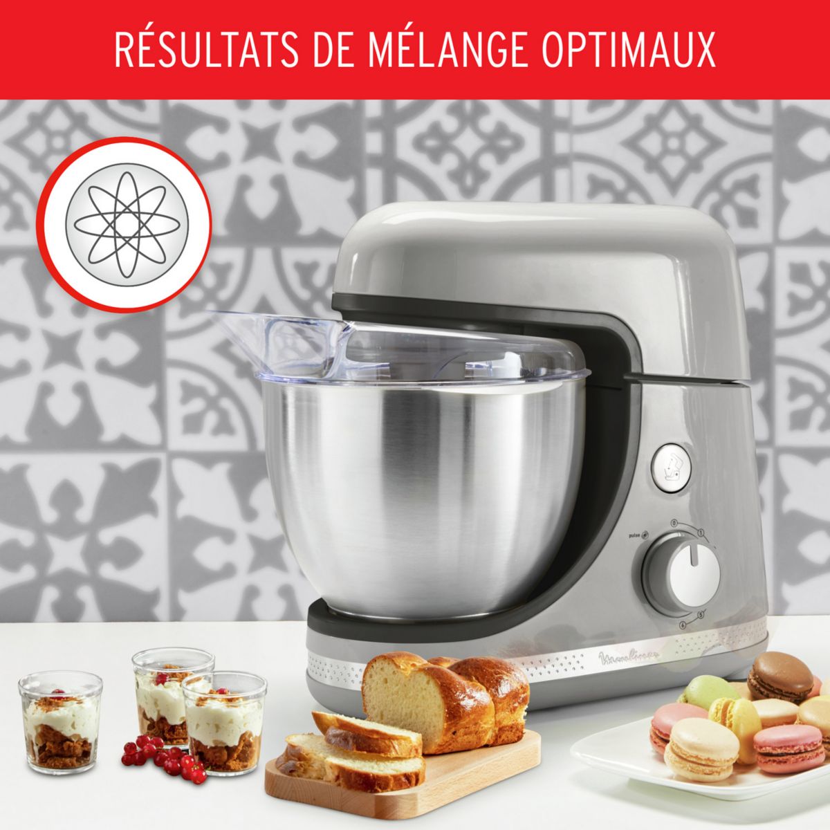 Robot pâtissier soleil pepper QA250E10 gris, MOULINEX