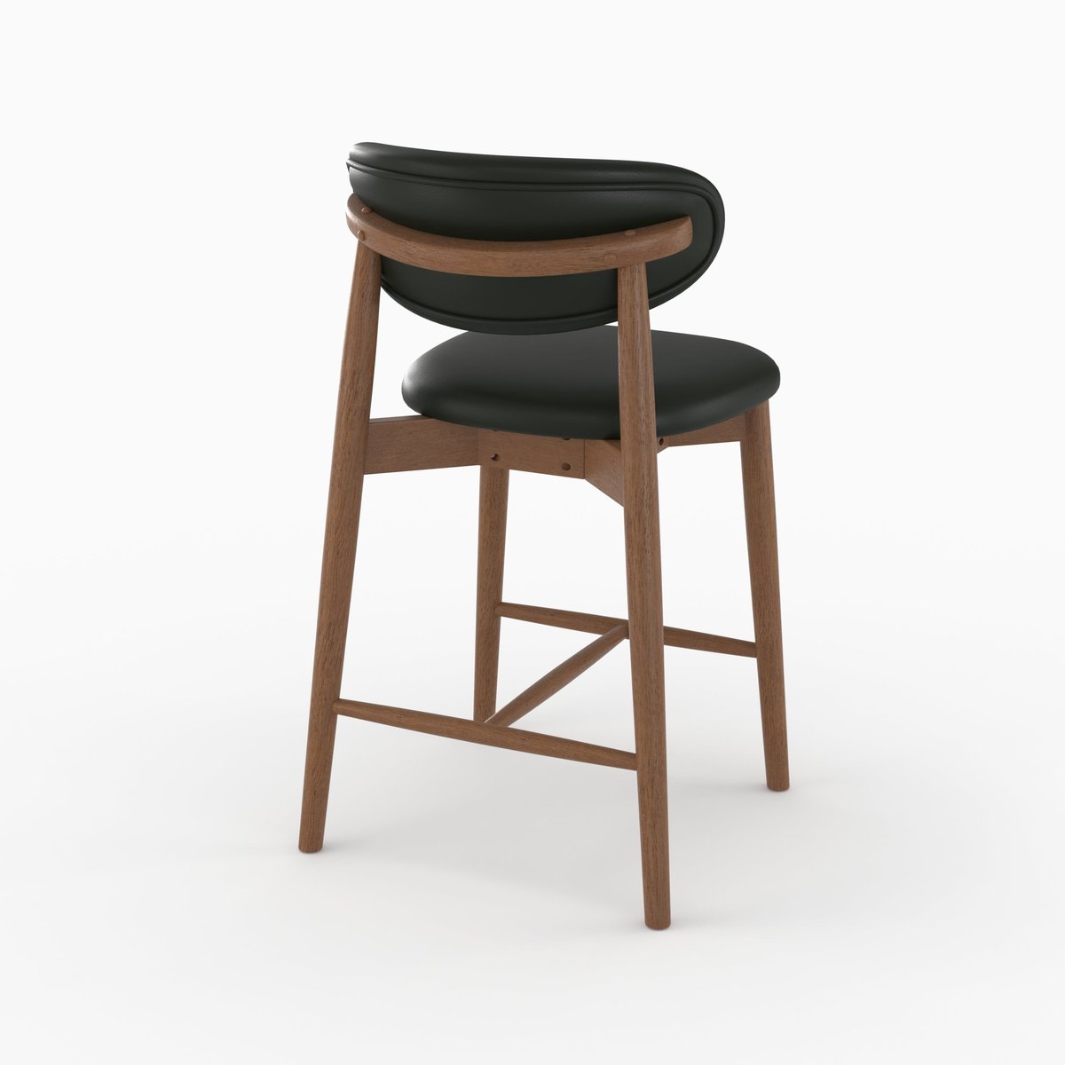 Lot de 2 chaises pour ilot central 64,5 cm en cuir et bois d'hévéa - YUNA noir, MAISON PAVANE