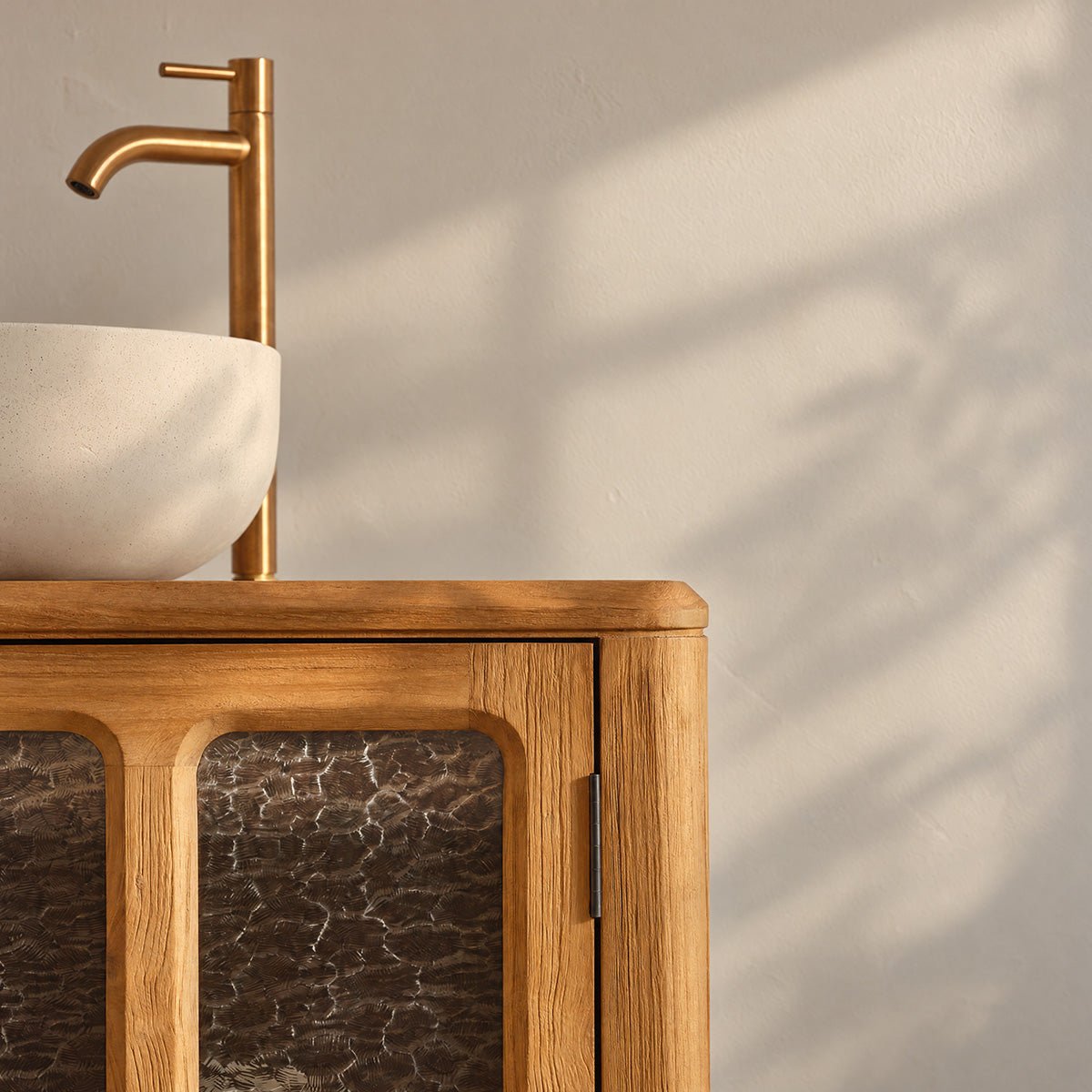 Meuble sous vasque en bois recyclé massif 2 portes 90 cm VELDE naturel, BERAH GETAH