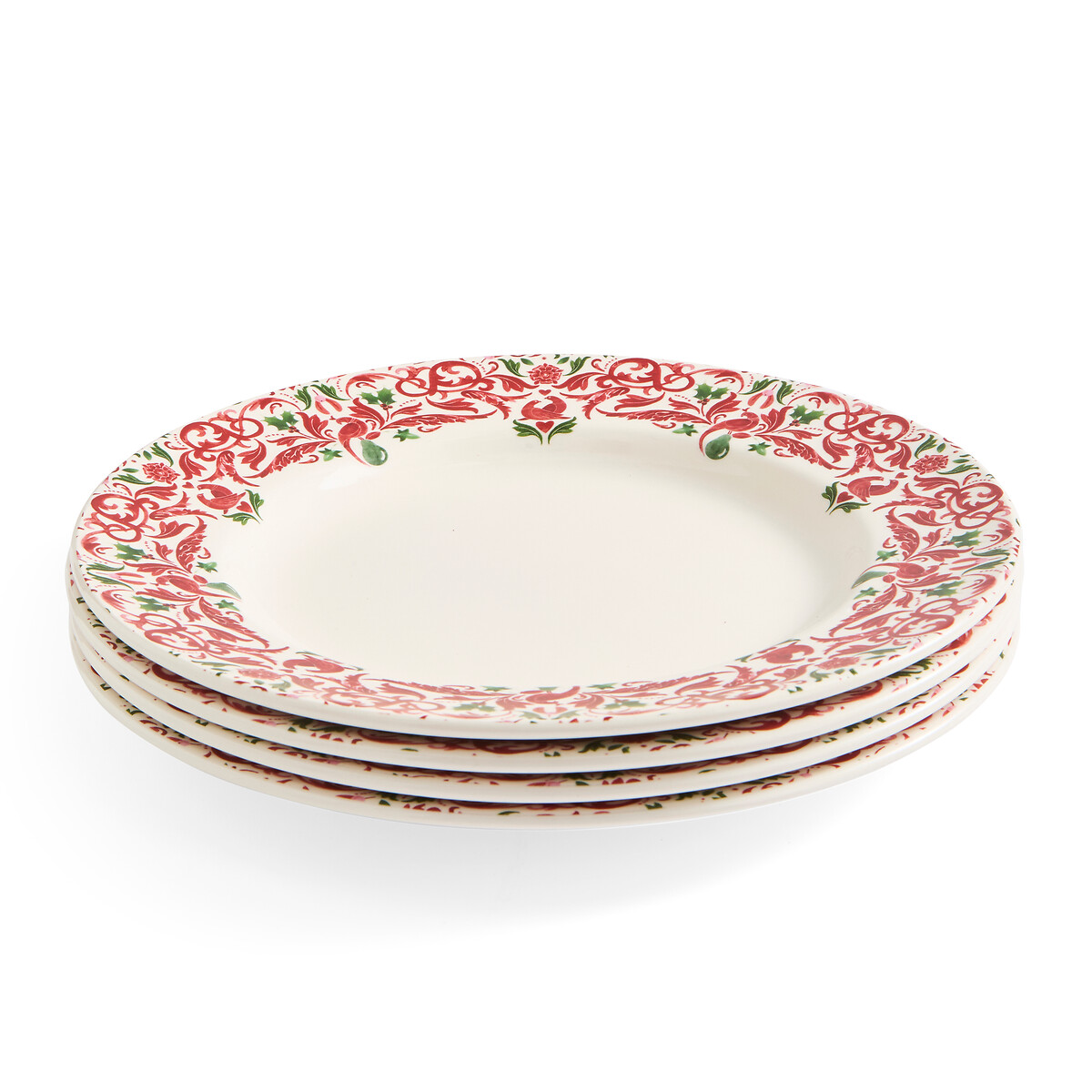 Set of 4 Christmas Tree Yuletide Border Dinner Plate multi-coloured, SPODE