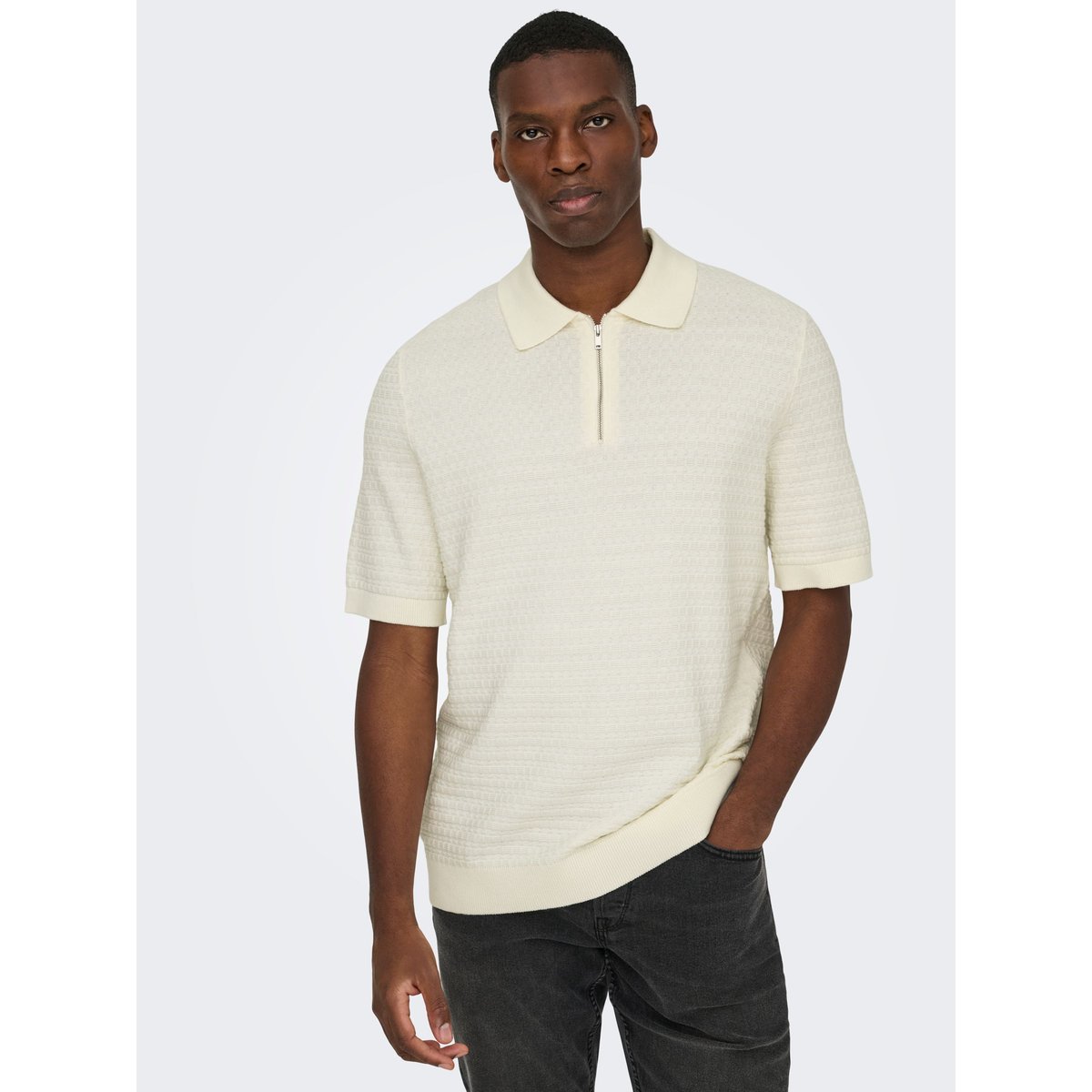 Col Polo En Maille egret, ONLY & SONS