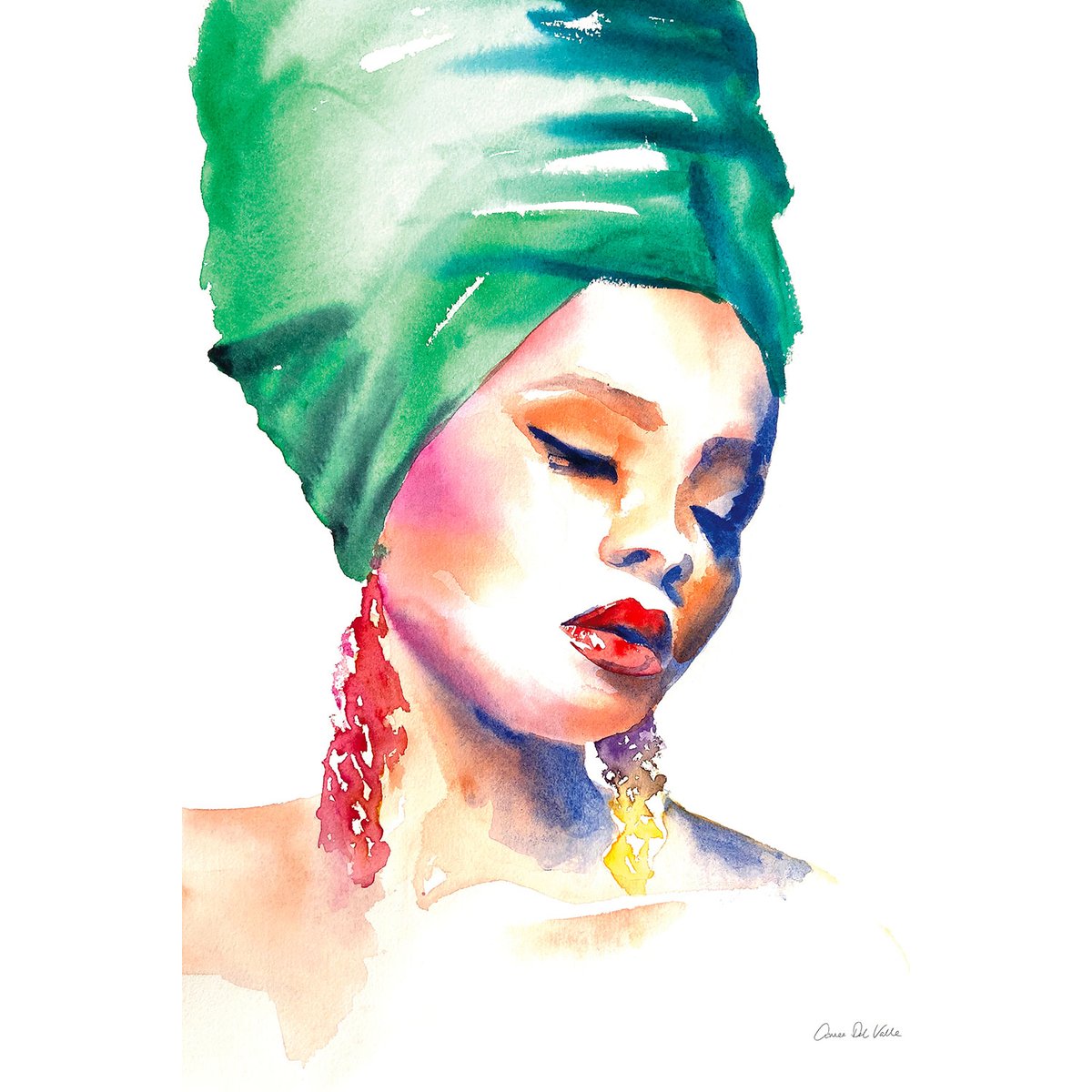 Tableau vintage turban vert tableau alu dibond, HEXOA