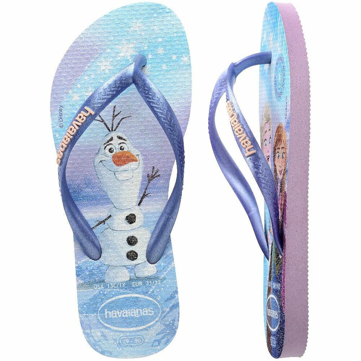 Kids Slim Princess Flip Flops sky blue, HAVAIANAS