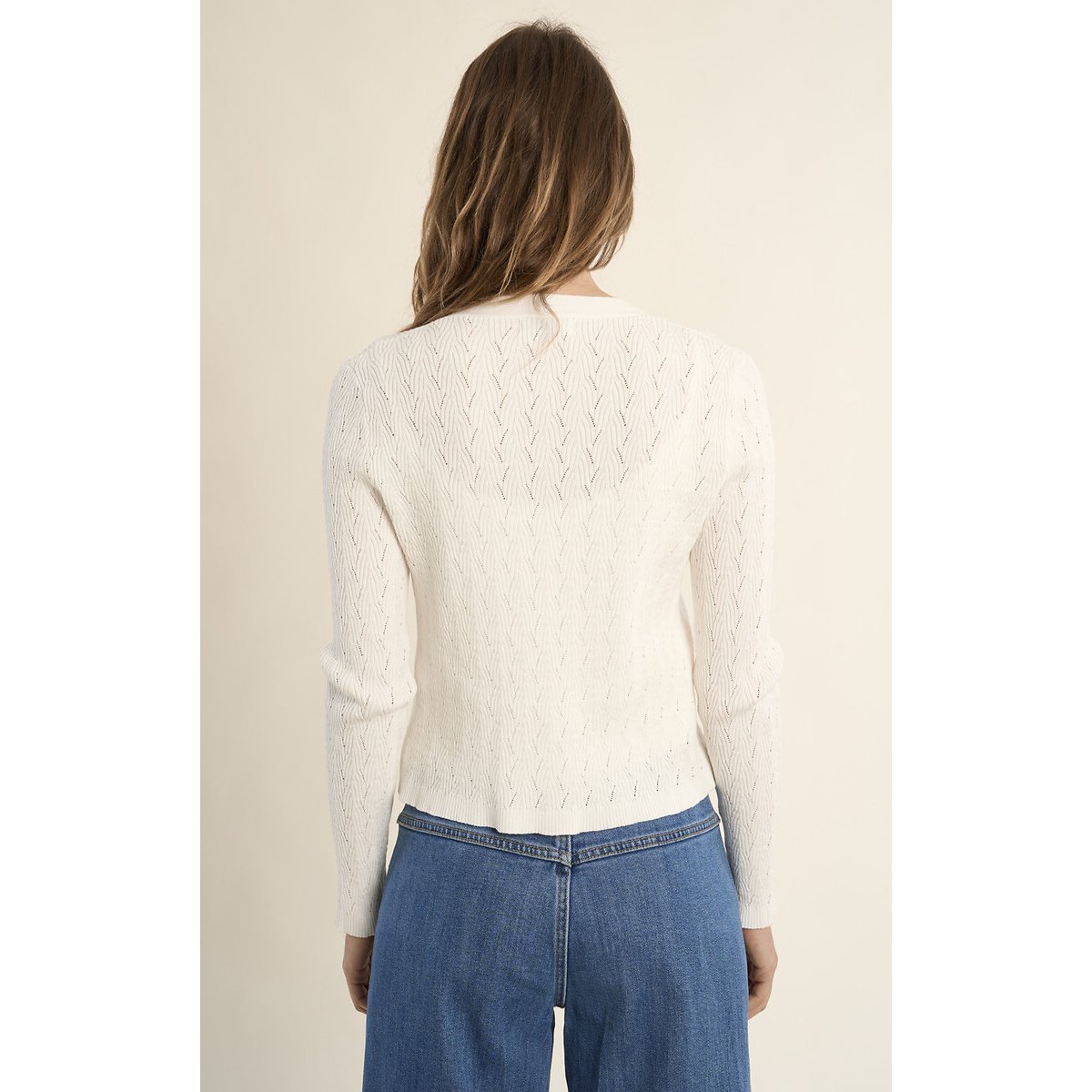 Strickjacke mit V-Ausschnitt, Knopfverschluss weiss, MOLLY BRACKEN