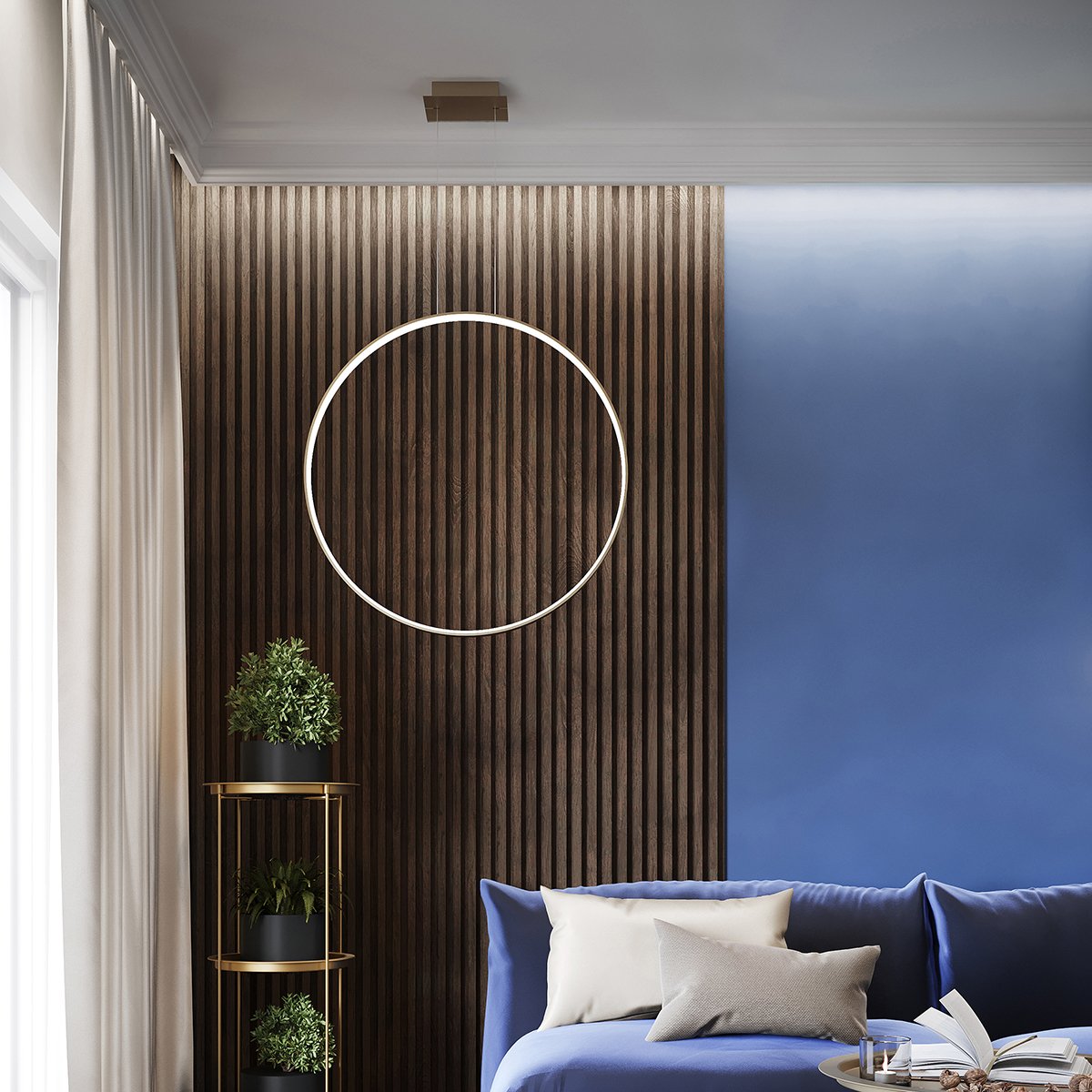 Suspension Aluminium Doré LED 1 Rio doré, EDEN