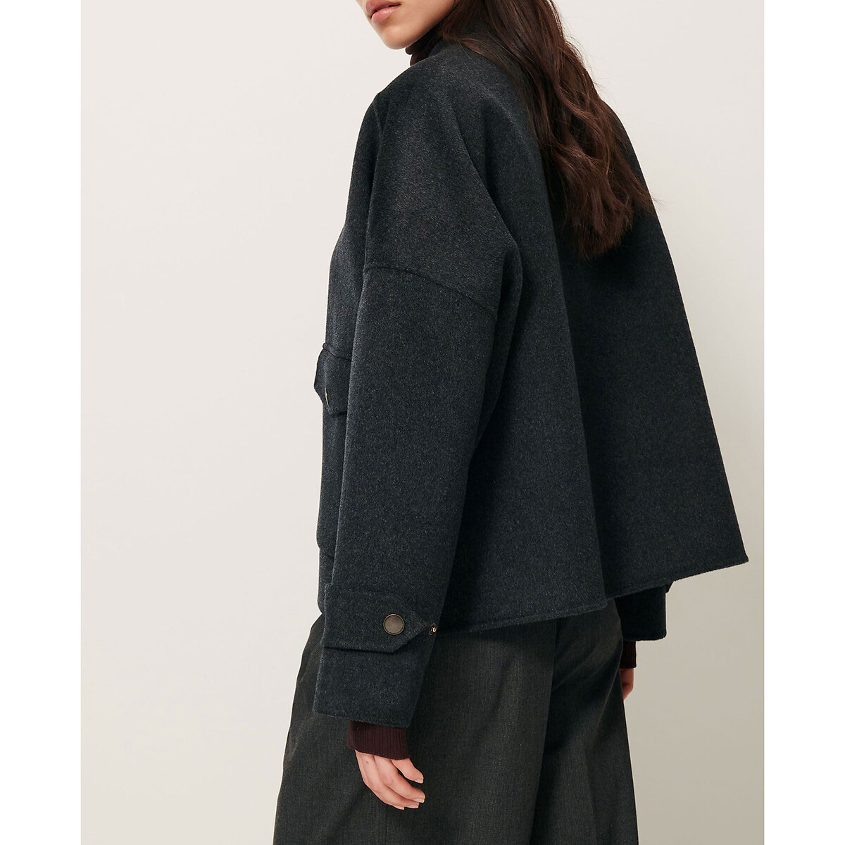 Manteau court en laine mélangée YALEPARK gris foncé, SESSUN
