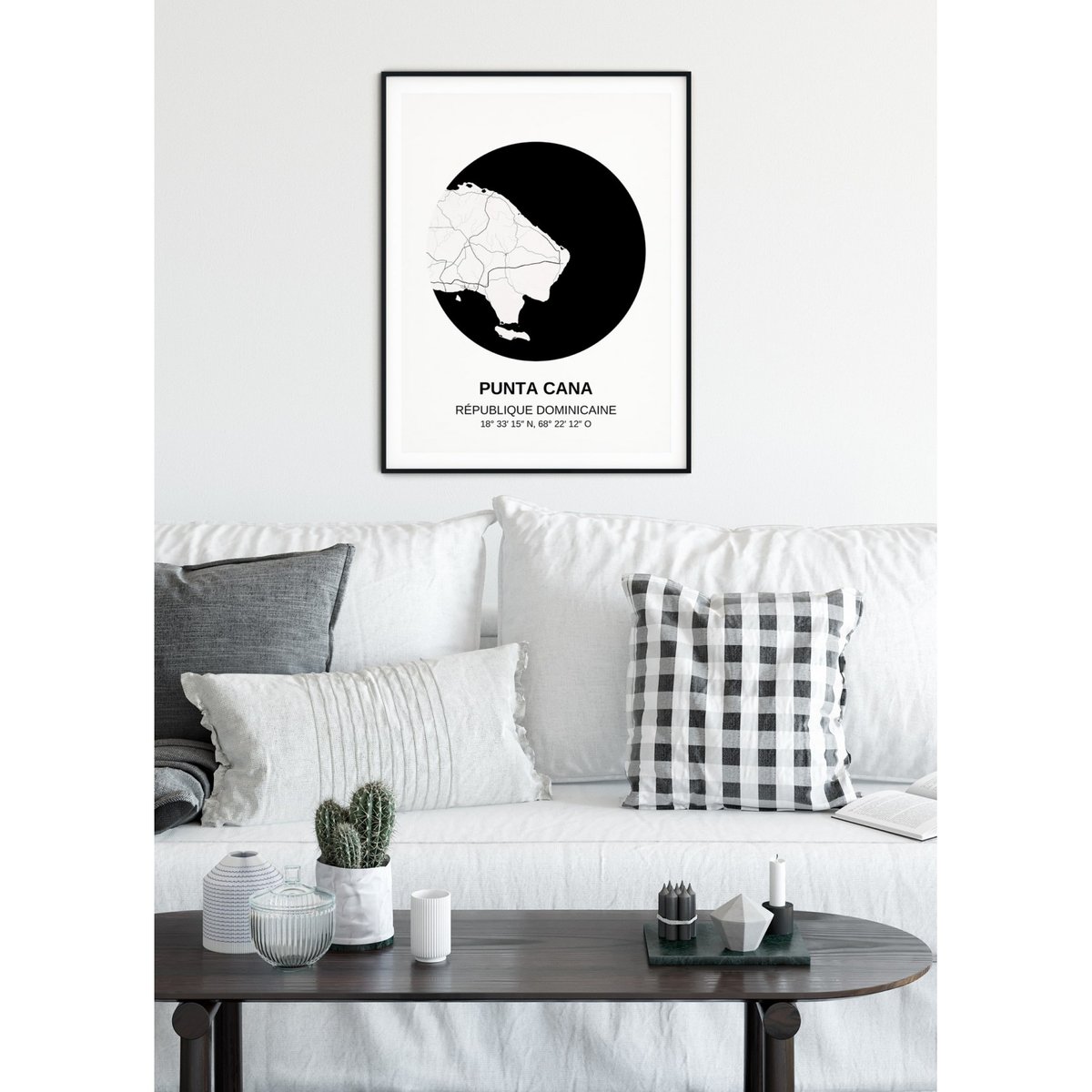 Affiche Carte Punta Cana blanc, L'AFFICHERIE
