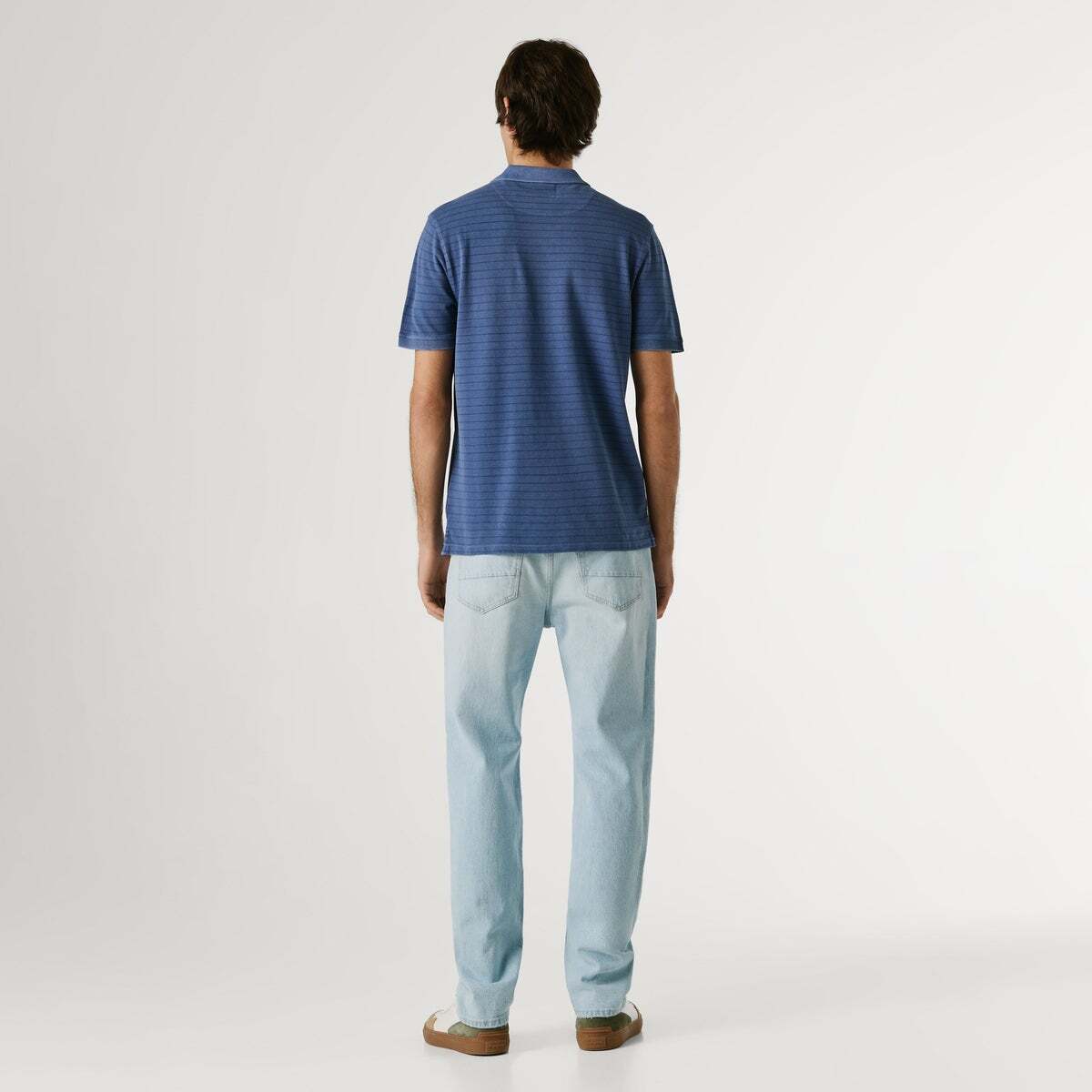 Polo À Rayures En Piqué bleu marine délavé, PEPE JEANS