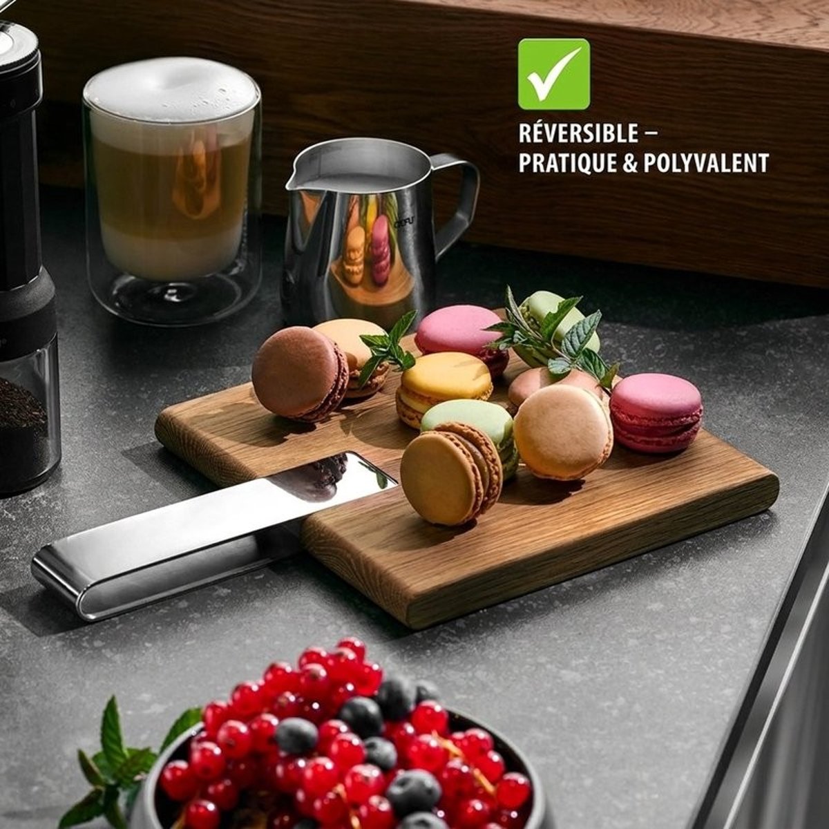 Planche de service TAVOLO, carrée argent / brun, GEFU