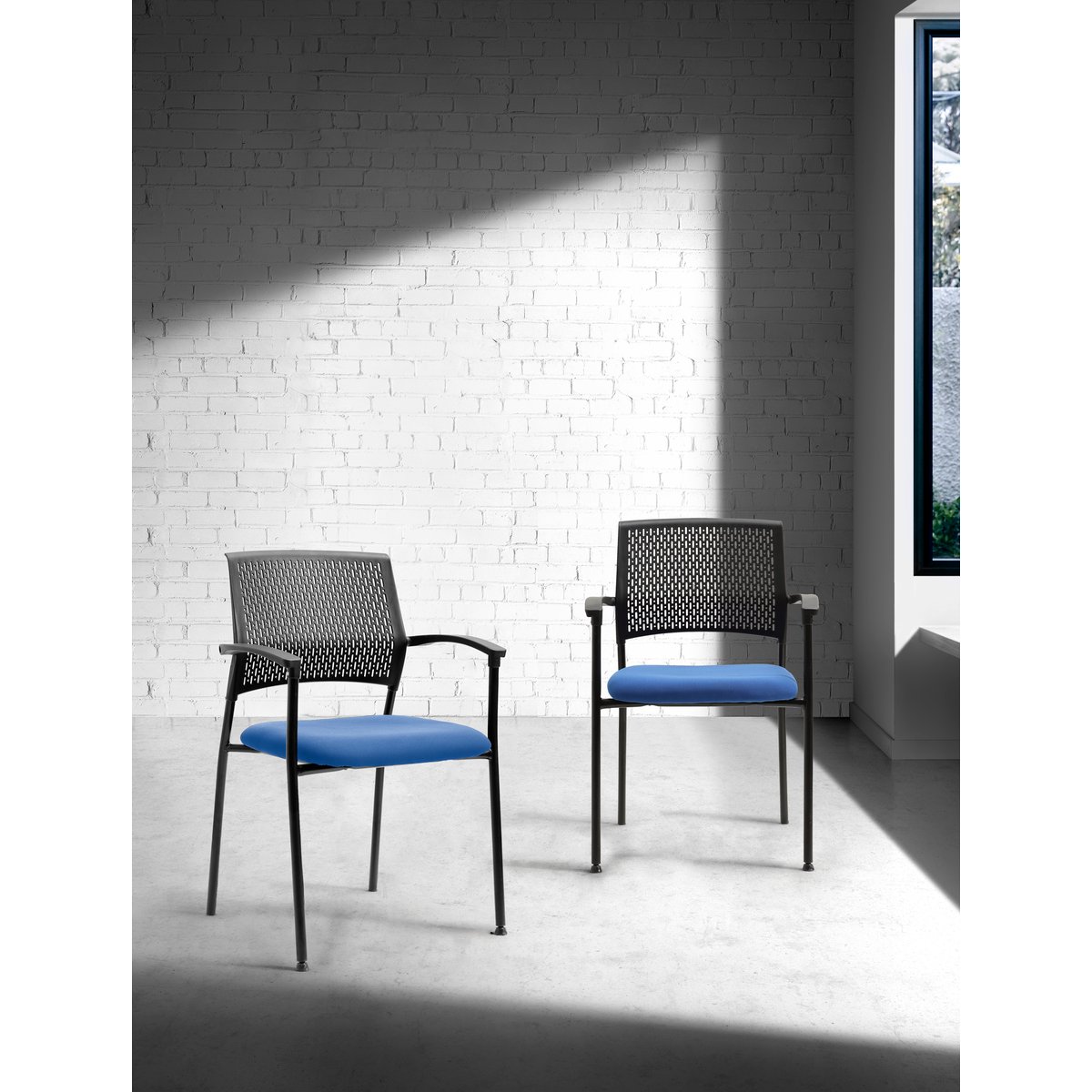 Fauteuil de bureau en tissu, SMITH(lot de 2) noir-bleu, HISPANOHOGAR