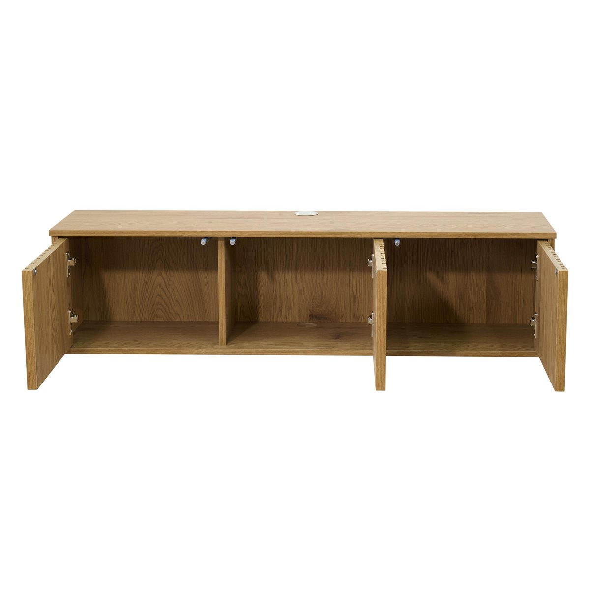 Meuble TV suspendu effet bois clair 120 cm style scandinave, IVY bois clair, OVIALA