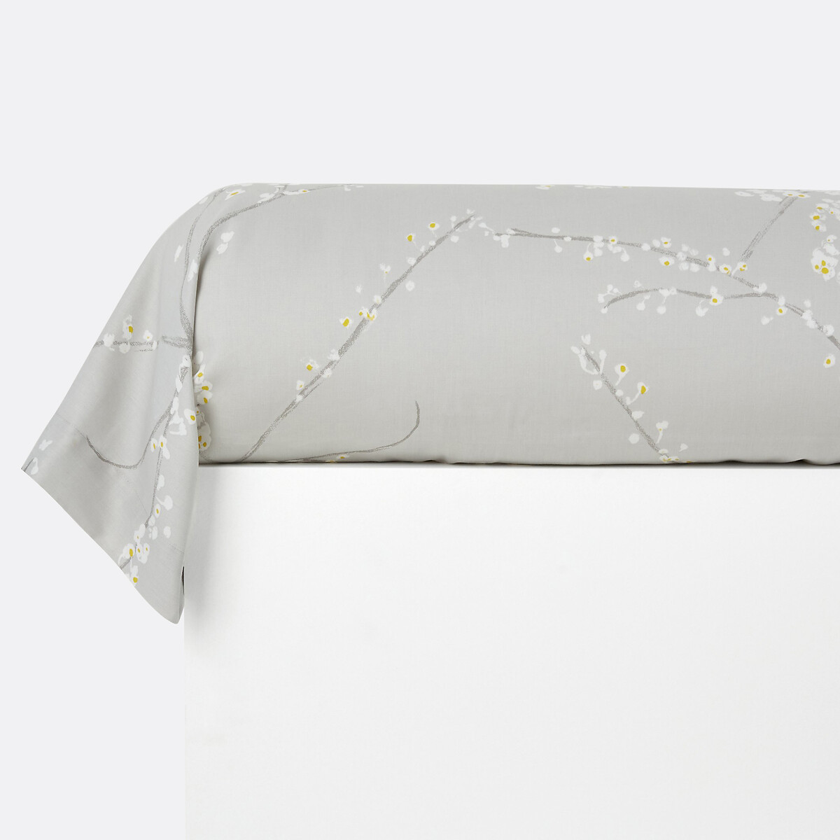 Taie de traversin satin de coton, Natsumi imprimé gris/blanc, LA REDOUTE INTERIEURS