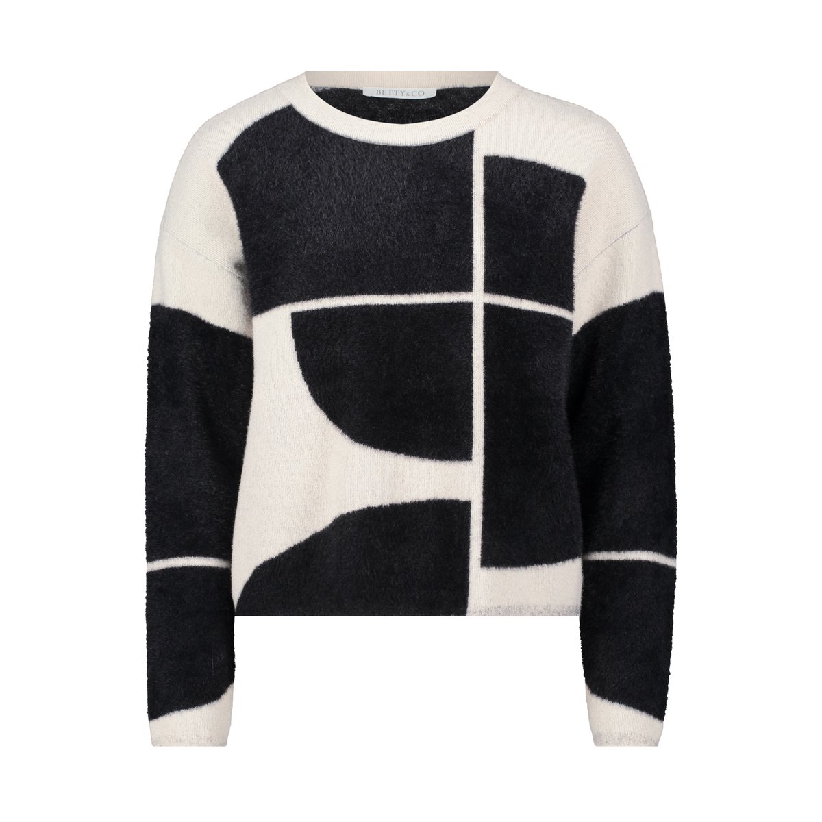 Pull-over en maille à motif jacquard noir/blanc, BETTY & CO
