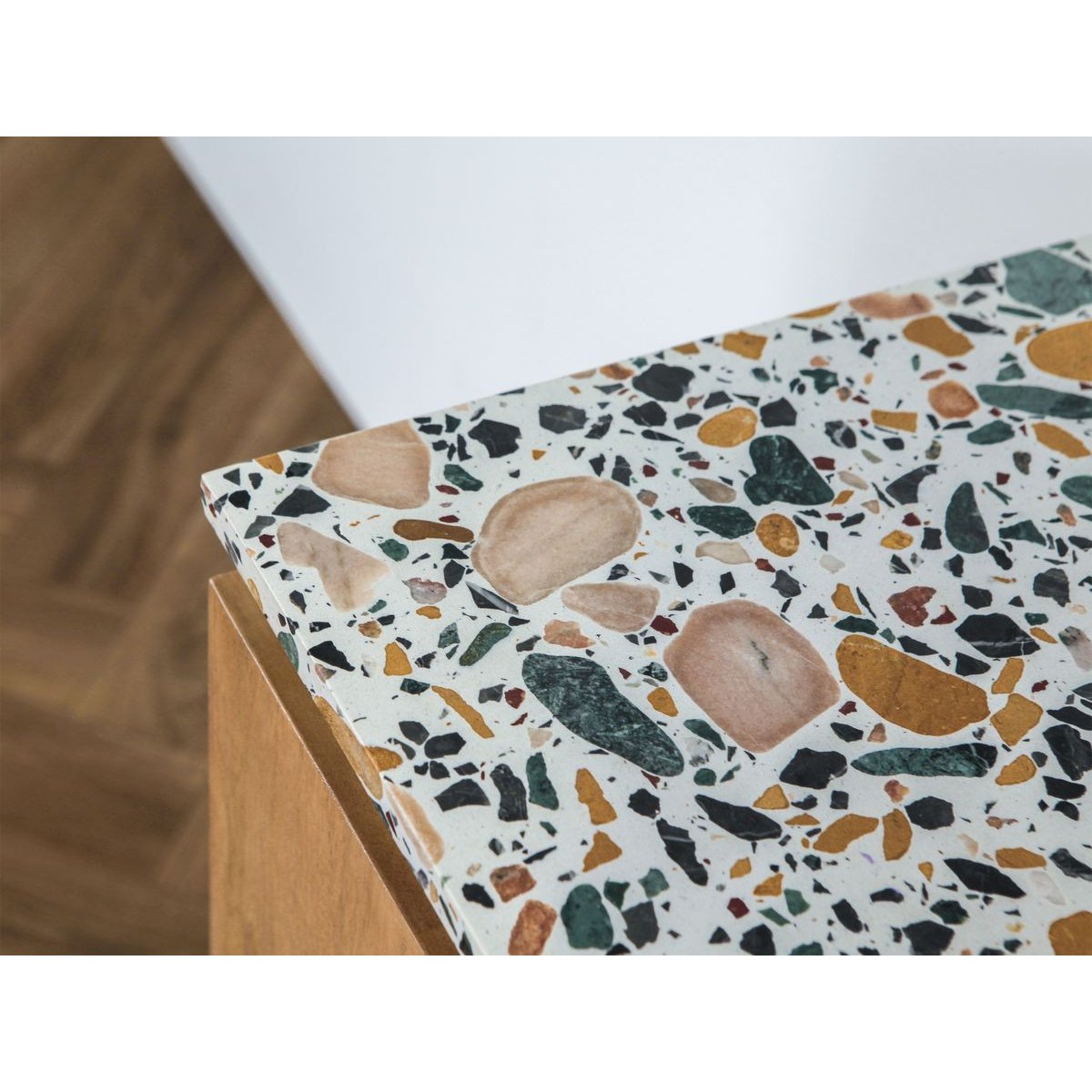 Meuble TV 200 cm bois massif, BARBARA marron clair, BOBOCHIC