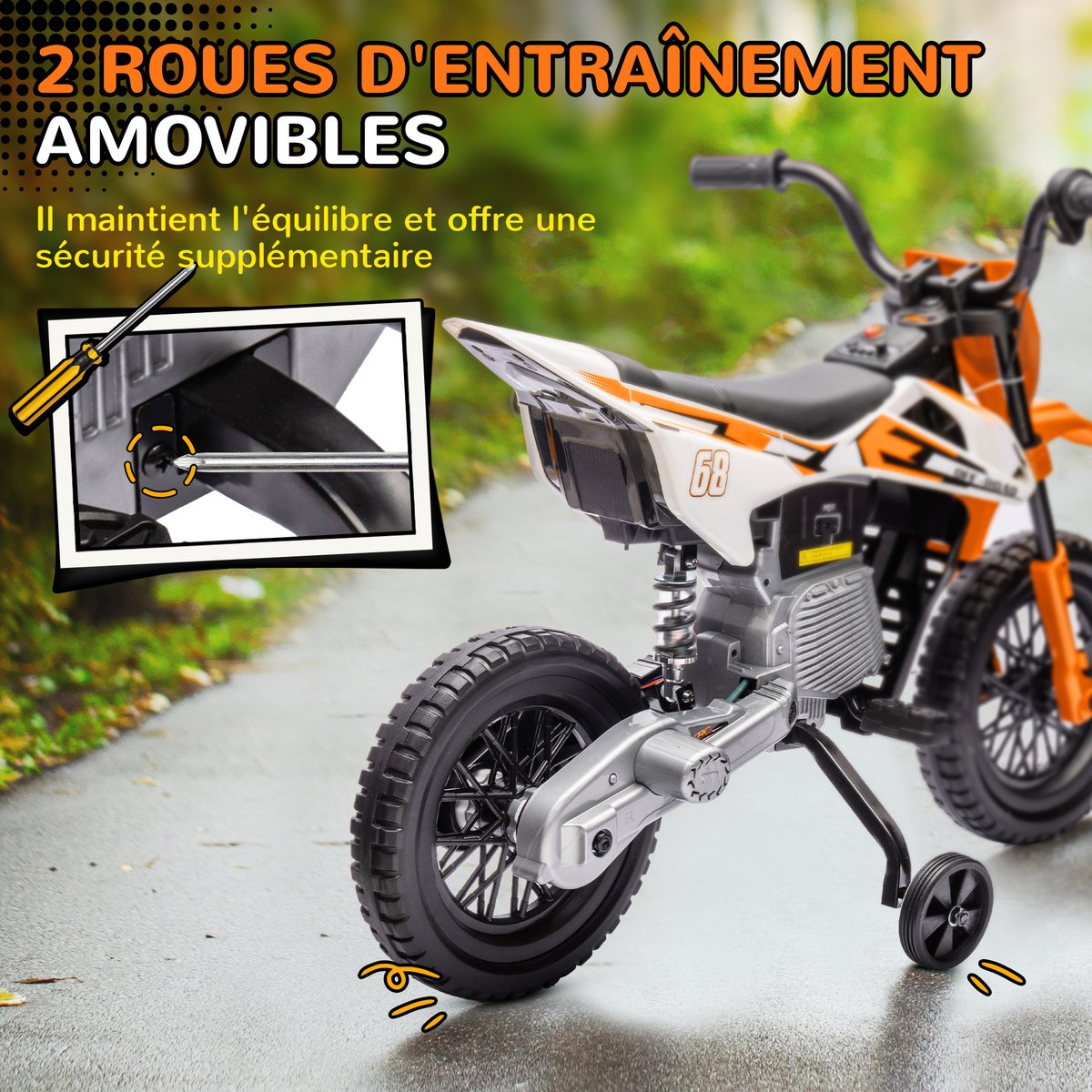 Moto électrique à conducteur assis PP orange, AIYAPLAY