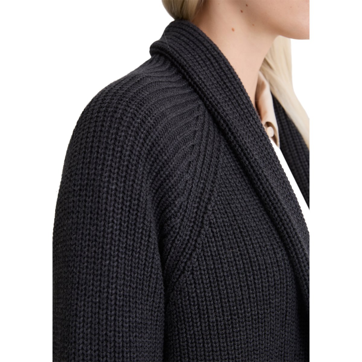 DfC Cardigan regular en coton organique lourd gris fonce, MARC O'POLO