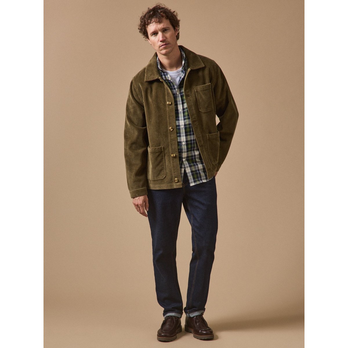 Veste worker velours côtelé kaki clair, CYRILLUS