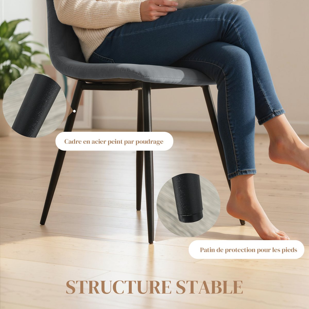 Chaise de salle à manger Polyester Gris gris, HOMCOM
