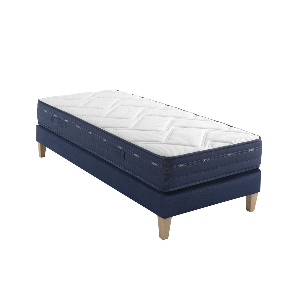 Ensemble matelas ressorts et mémoire de forme, sommier et pieds Rêve 500 blanc, SOMEO