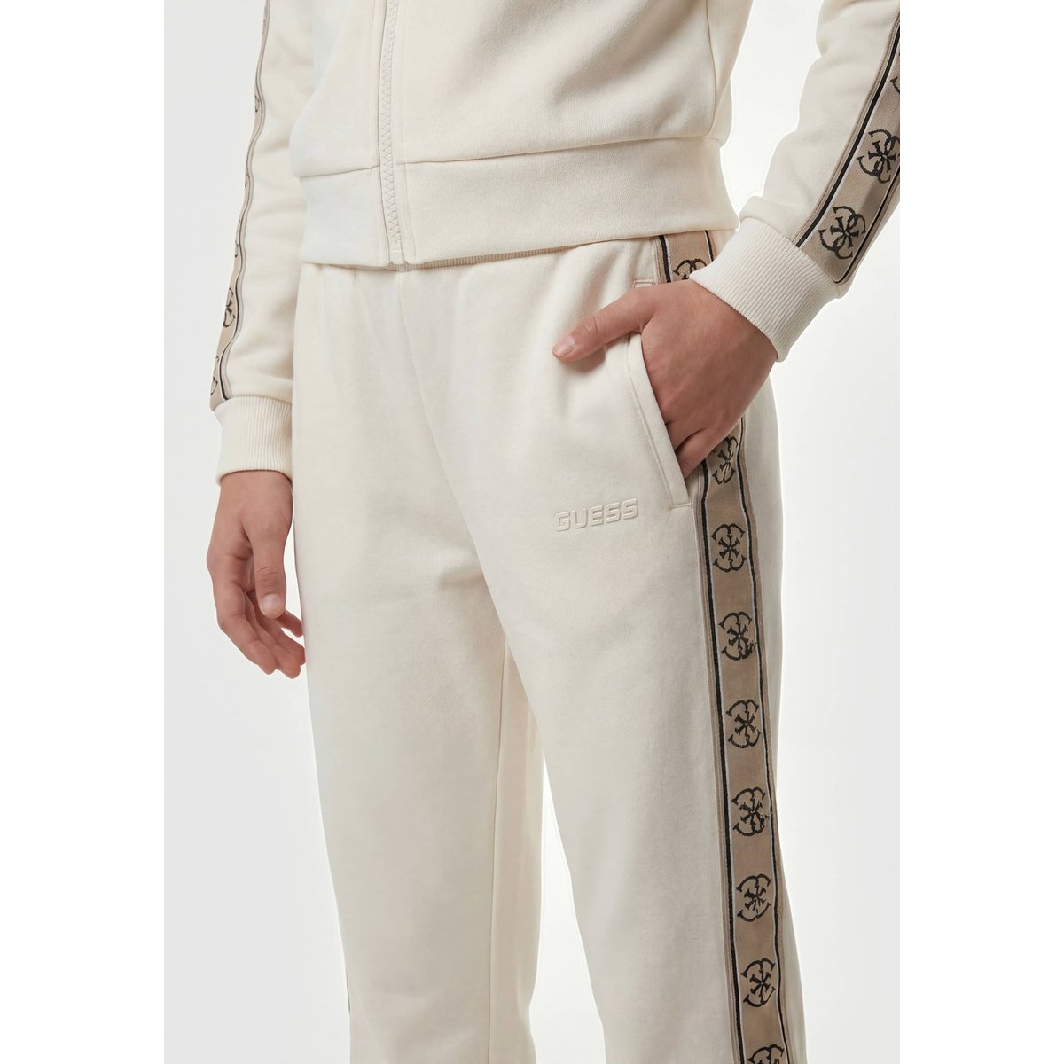 Pantalon En Molleton Bande Logo 4G crème, GUESS KIDS