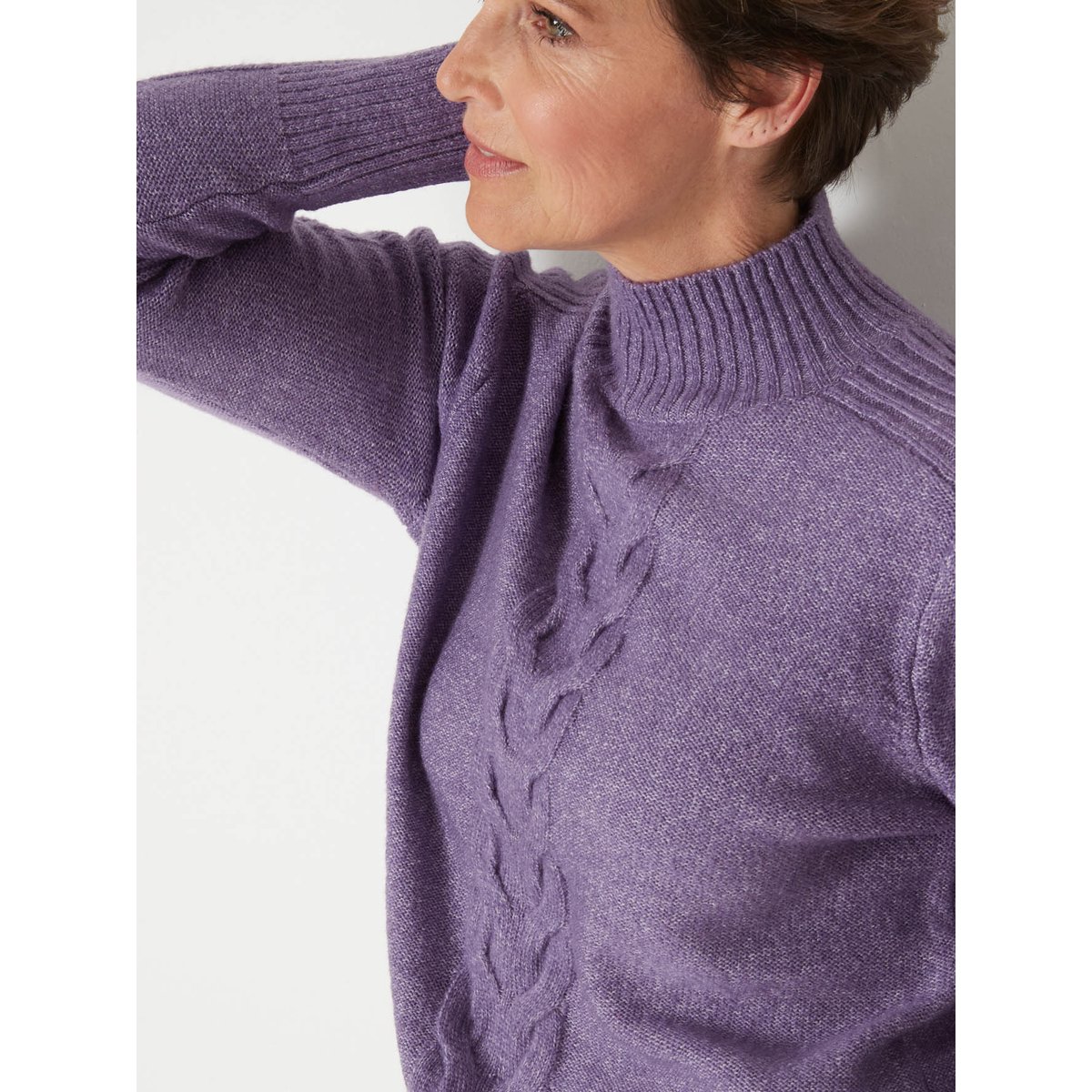 Pull col montant torsadé violet, DAXON
