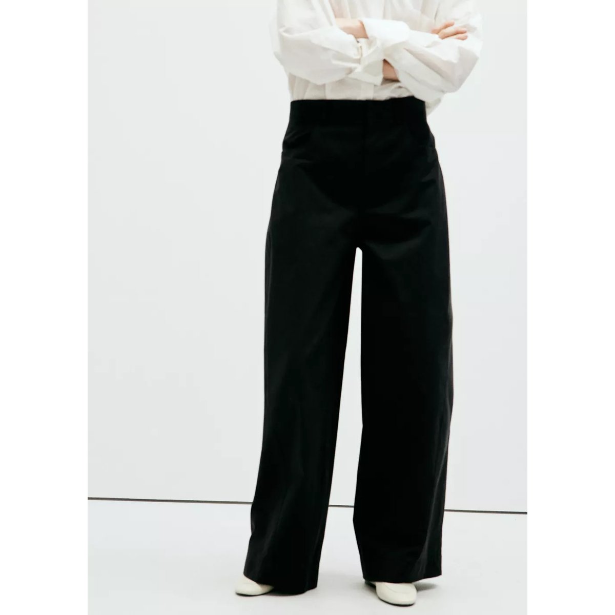 Pantalon ballon taille normale noir, MANGO