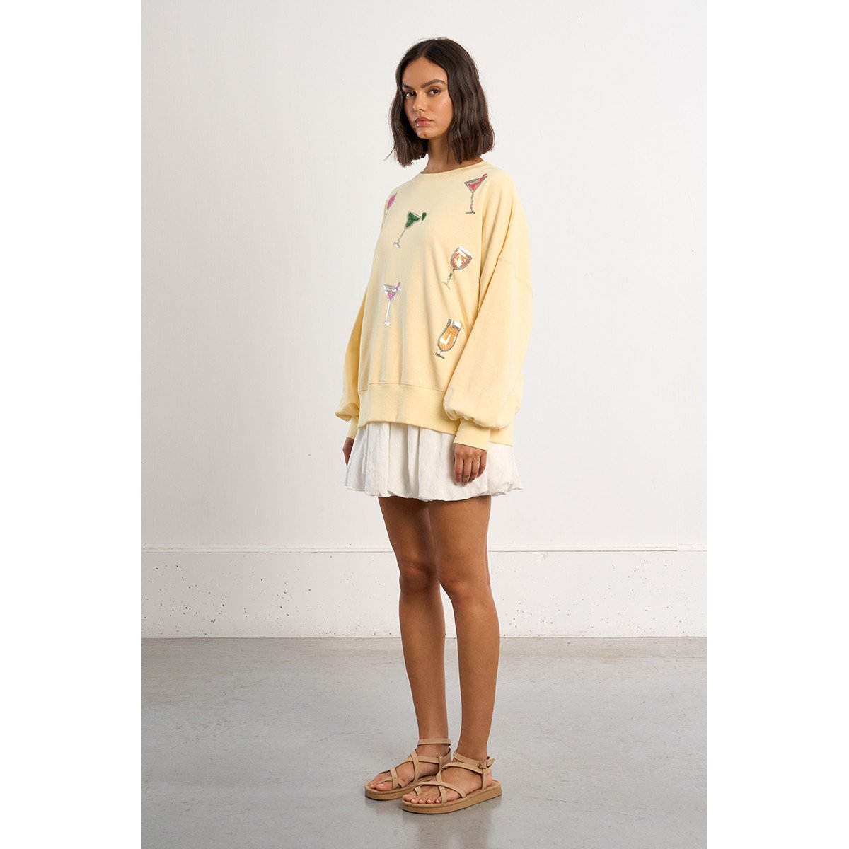 Sweat-shirt oversize en coton jaune jaune, LILI SIDONIO